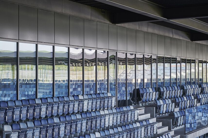 thermfix vario Facades, fuego light Windows, unico Doors, fuego light Doors and unico Windows - La Tuilière football stadium, Lausanne located in Lausanne, Switzerland