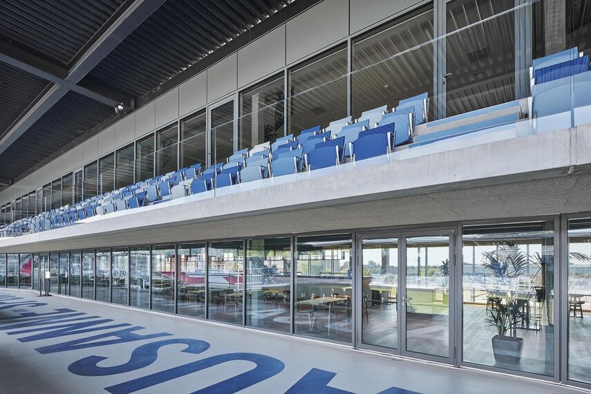 thermfix vario Facades, fuego light Windows, unico Doors, fuego light Doors and unico Windows - La Tuilière football stadium, Lausanne located in Lausanne, Switzerland