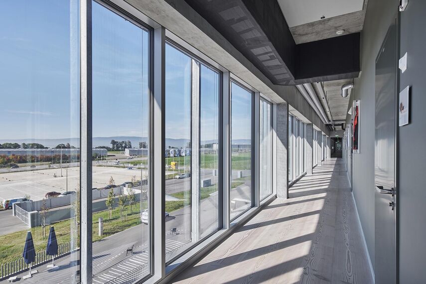 thermfix vario Facades, fuego light Windows, unico Doors, fuego light Doors and unico Windows - La Tuilière football stadium located in Lausanne, Switzerland