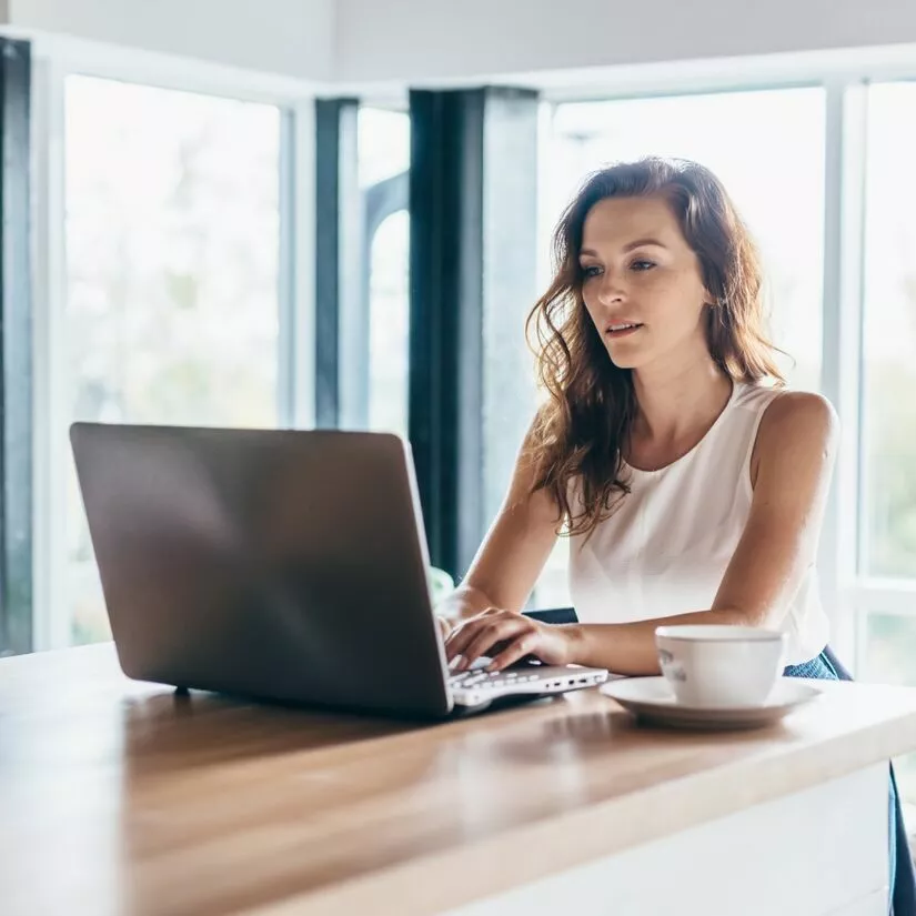 Woman working on a laptop