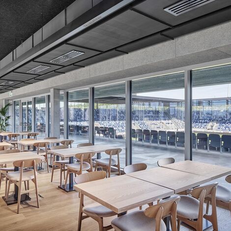 thermfix vario Facades, fuego light Windows, unico Doors, fuego light Doors and unico Windows - La Tuilière football stadium, Lausanne located in Lausanne, Switzerland